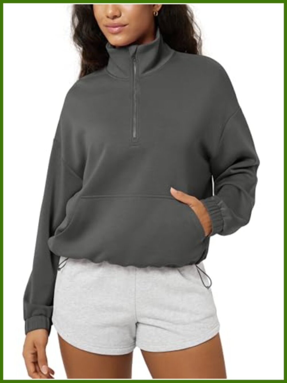 Modal Soft Oversized Half Zip Funnel Neck Sweatshirt with Pockets